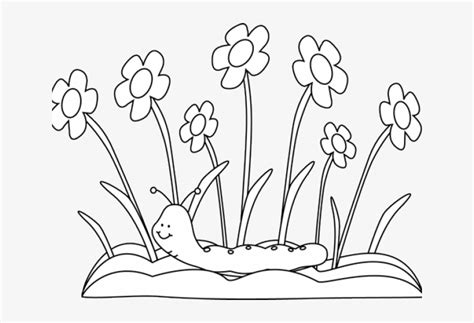 Flower Garden Drawing Black And White Clipart