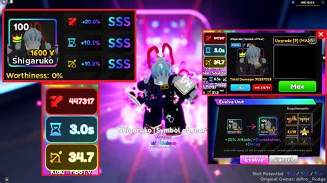 Unique Full Sss Stats Shigaraki Shigaruko Evolve And Showcase Anime