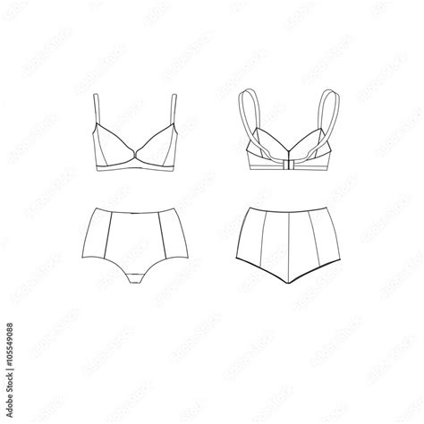 Flat Fashion Industrial Sketch Template Lingerie Stock Illustration Adobe Stock