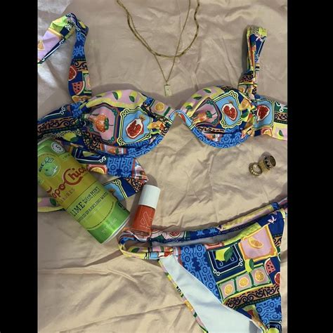Adorable Fruit Bikini Worn Once Size M Depop