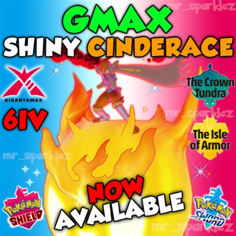 Shiny Gmax Cinderace 6iv Hidden Ability Isle Of Armor Pokemon Sword