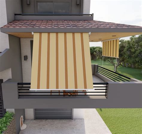 Tenda Da Sole Per Balcone Con Bracci Impermeabile 200cm Giallo Arancio