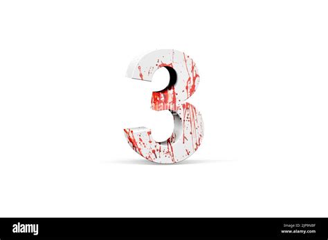 Bloody Digit Three Dimensional Number With Texture From Blood On