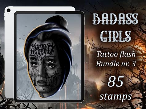 Badass Girls Procreate Flash Bundle Procreate Tattoo Brushset Tattoo