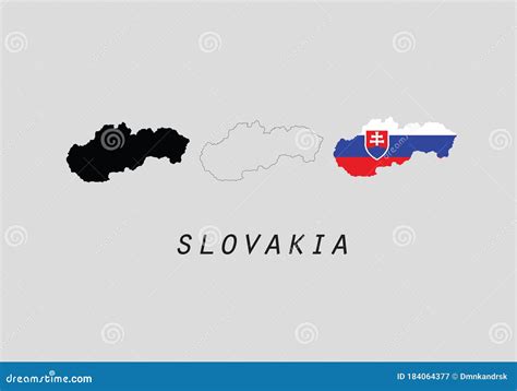 Slovakia Outline Map National Borders Stock Vector - Illustration of ...