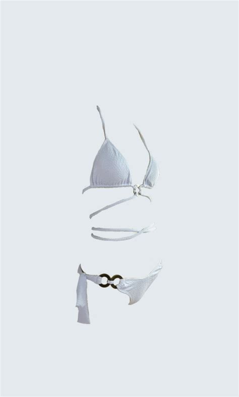 Bikini Lucy Con Argolla Jacquard Blanco Praia Brava