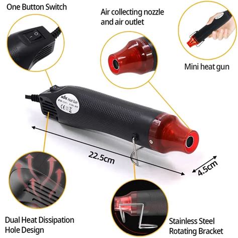 W Heat Gun Hot Air Electrical Power Mini Gun Blower Handheld With Heat Shrink Butt For Diy