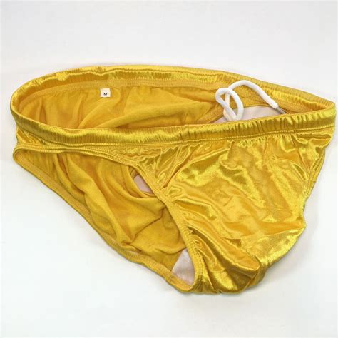 K Y Mens Fashion Swim Bikini Swimsuit Low Rise Shiny Satin Knit Fabric Ebay