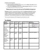 Copy Of Module Seven Lesson Five Survey The Possibilities Assignment