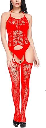 Amazon Uarebst Red Fishnet Lingerie For Women Mesh Chemise Babydoll Bodysuit Sexy Lingerie