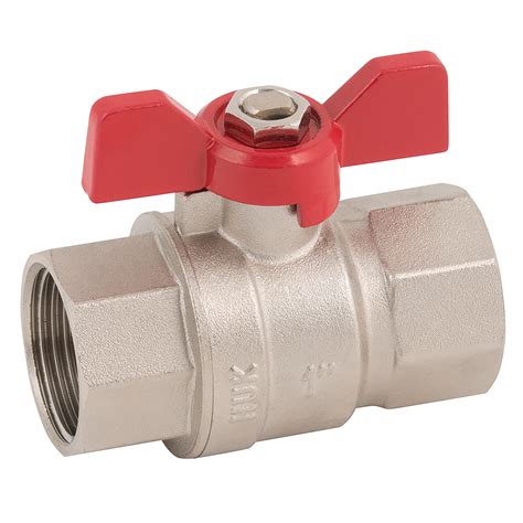 1 Bspp Brass Ball Valve Fullbore Red Wing Handle Hydair