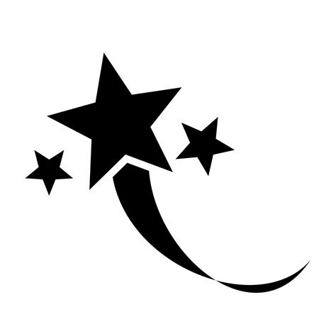 Rising star with tail effect. Black star icon isolated on white