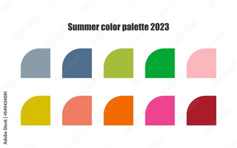 Summer color palette 2023 in RGB. Trend color guide collection. Bright ...