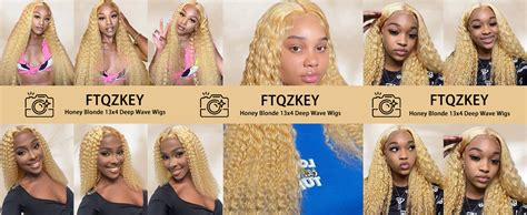 Amazon FTQZKEY Honey Blonde Curly Lace Front Wig Human Hair Inch X HD Glueless Lace