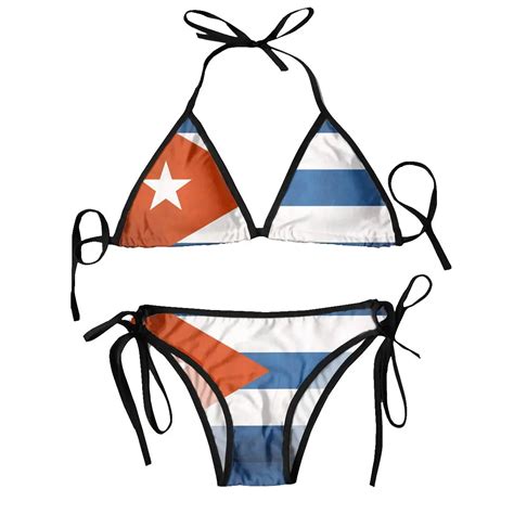 Women S Cuban Flag Bikini Set Sexy Swimwear Bathing Suit