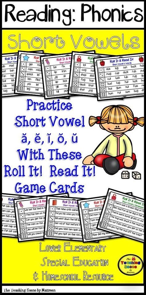 Short Vowels Roll It Read It ă ĕ ĭ ŏ ŭ Words And Sentence Game Cards