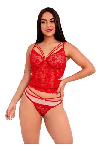 Corpete Sexy Corset Corselet Lingerie Sensual Renda MercadoLivre