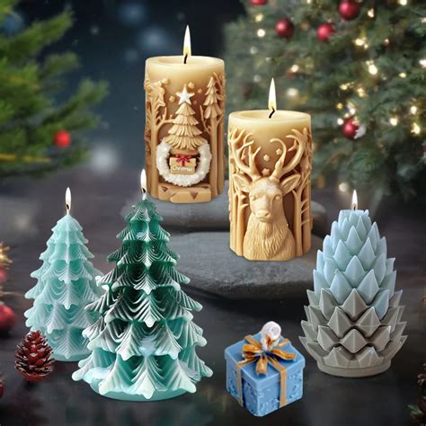 Moldes Para Velas De Rbol De Navidad D Molde De Silicona De Pino Para