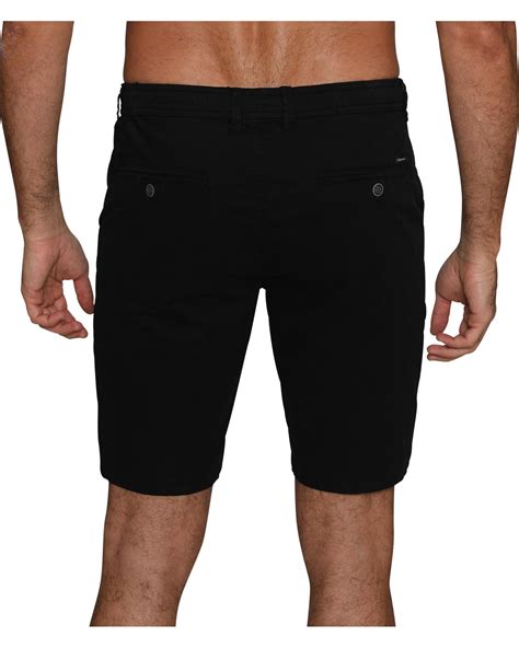 Mens Slim Fit Shorts Drawstring Chino Cotton Casual Shorts Black Size 32 Free Style