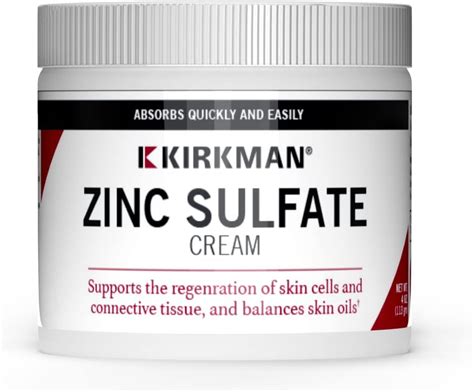 Kirkman Crema Tópica De Sulfato De Zinc 4 Fl Oz Absorción Rápida 10 Sulfato De Zinc