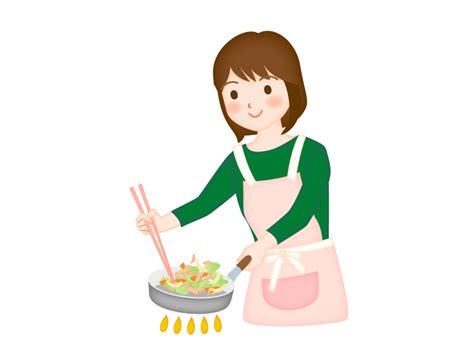 料理をしている女性のイラスト素材 イラスト無料・かわいいテンプレート