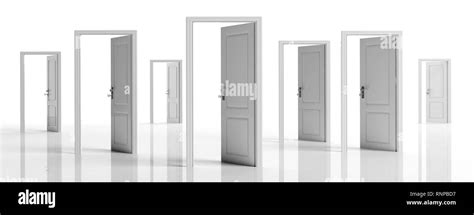 Business Open Opportunities Concept White Doors Opened On White