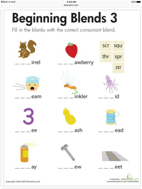 3 Letter Blends Worksheets