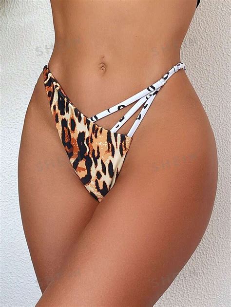SHEIN Swim Sexig Leopardtryck Utskuren Detalj Bikini Underdelar SHEIN SE