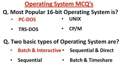 Operating System Important MCQ S Must Check Questions