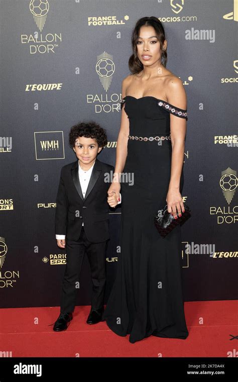 Cora Gauthier And Her Son Ibrahim Arrive At The Ballon Dor 2022