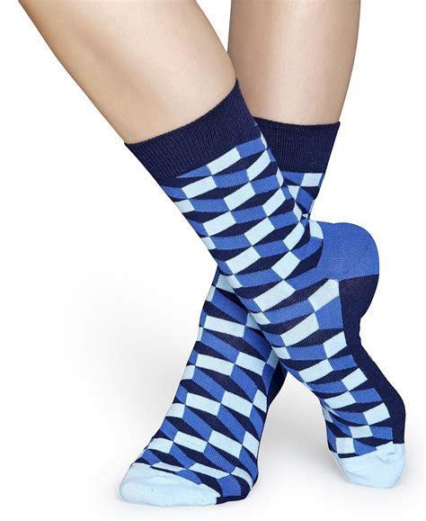 Happy Socks - Socken - Filled Optic Sock, Rechtecke, graphisch - blau ...