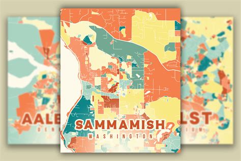 Sammamish Washington Colorful Map Graphic by Poster Boutique · Creative ...