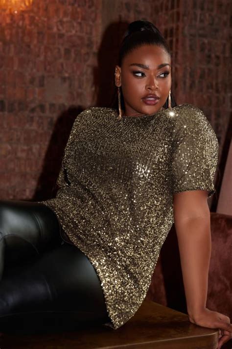 Yours London Plus Size Gold Sequin Swing Top Yours Clothing