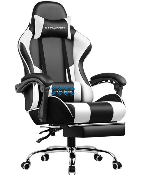 GTPLAYER Gaming Chair, Massage Ergonomic Computer Chair with Footrest ...