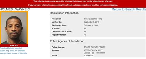 Dsp S O A R Searching For Wanted Sex Offender Delaware State Police State Of Delaware