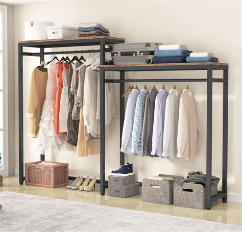 Tribesigns Free Standing Closet Organizer Clothes Garment Racks With