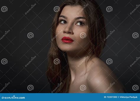 Seductive Brunette Woman With Naked Shoulders Stock Photo Image Of Beautiful Brunette