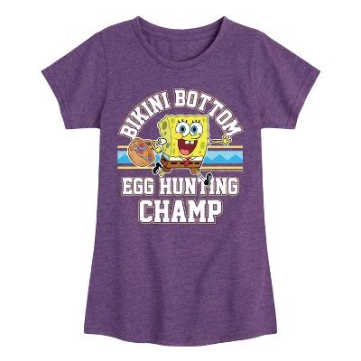 Spongebob Squarepants Bikini Bottom Egg Hunting Champ Fitted Short Sleeve Graphic T Shirt