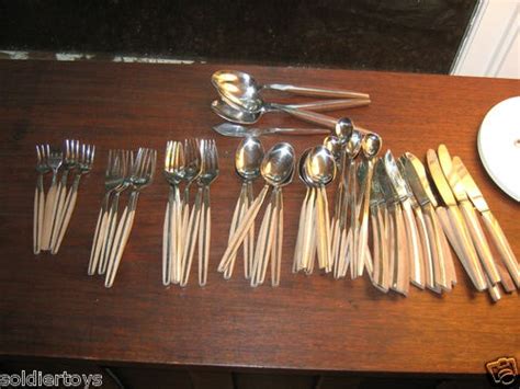 50 Piece Set Of Vintage Weldan Mid Century Modern Flatware Stainless