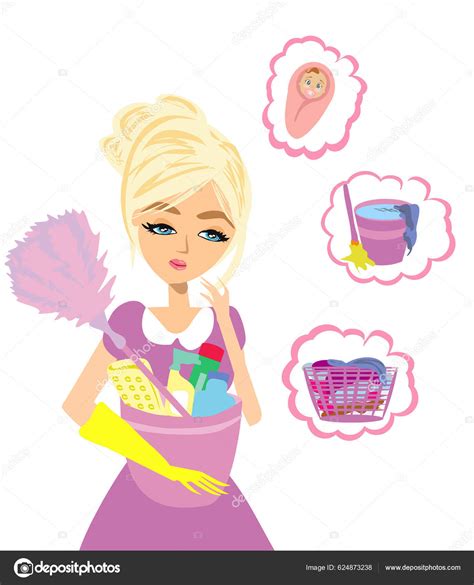 Beautiful Blonde Housewife Her Tasks Stock Illustration By Jackybrown