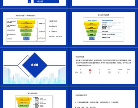 蓝色简约风网络营销数据全方位漏斗剖析方法网络营销ppt模板 包站长