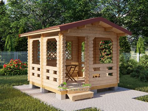 Купить недорого беседку 3,3х3,3 м Б-05 из бруса под ключ в Москве