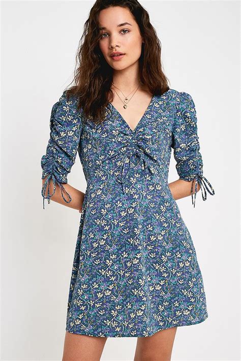 Uo Sylvia Floral Mini Dress Urban Outfitters Uk