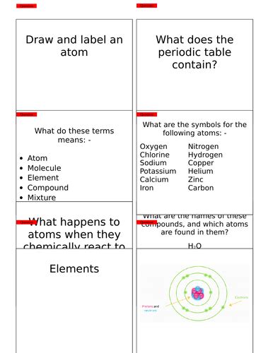 Key Concepts In Chemistry Revision Cards Edexcel Topic1 Teaching Resources