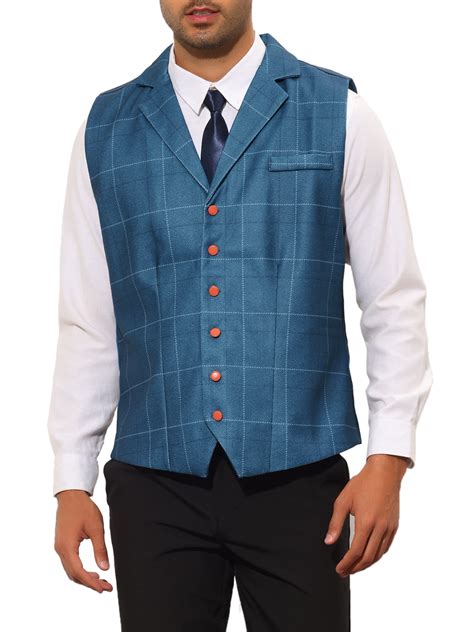 Lars Amadeus Men S Checked Suit Vest Slim Fit Sleeveless Dress