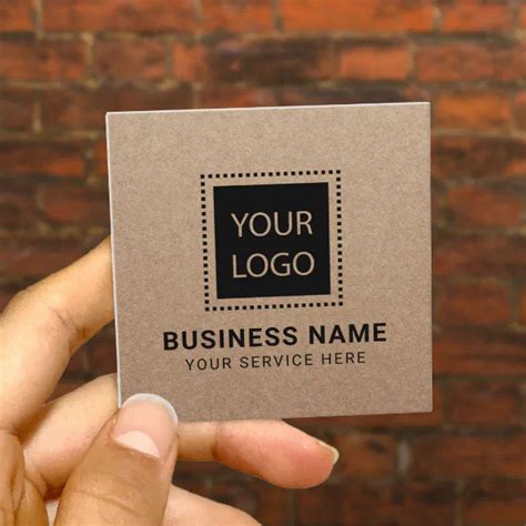 Custom Logo Rustic Kraft Minimalist Square Business Card Zazzle