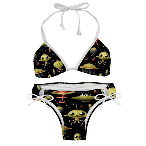 Alien Detachable Sponge Adjustable Strap Bikini Set Two Pack Swimsuit Suit Beach Pool Party