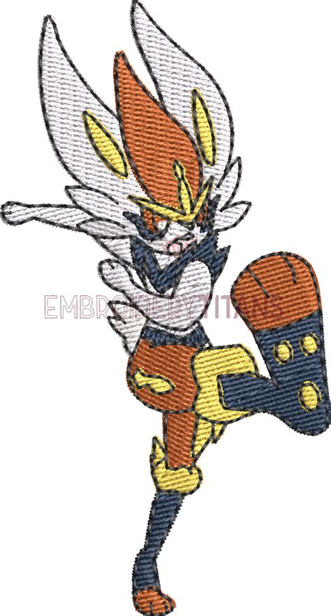Cinderace Pokemon Free Machine Embroidery Design Download In Pes Jef