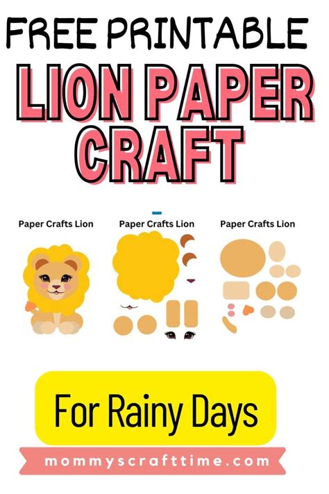 lion paper craft printable easy fun diy activity  kids paper