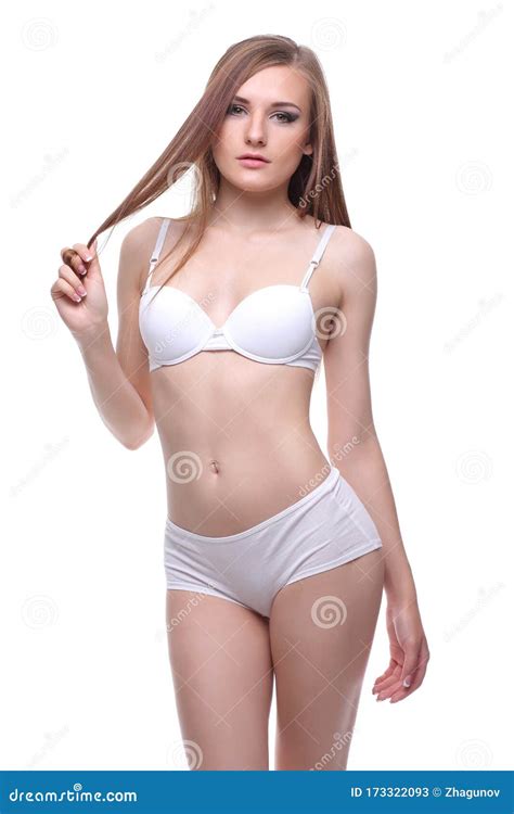 Woman In White Lingerie Gorgeous Figure Stock Image Image Of Background Slim